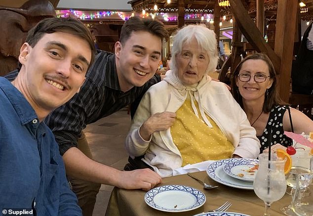 The family has so far raised  $208,682 after the GoFundMe page launched (pictured, left to right, Jean-Luc, Alex, the boys' grandmother and their mum)