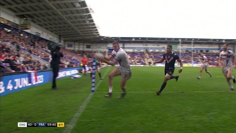 Ash Handley scored his hat-trick try with style thanks to a great catch and finish in the corner