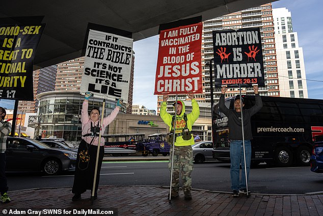 Furious religious protestors gathered outside the Marriott Copley Place to oppose the event