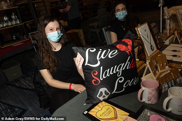 A satirical 'Live Laugh Love' pillow was sold at the event that is dubbed the largest 'Satancon'