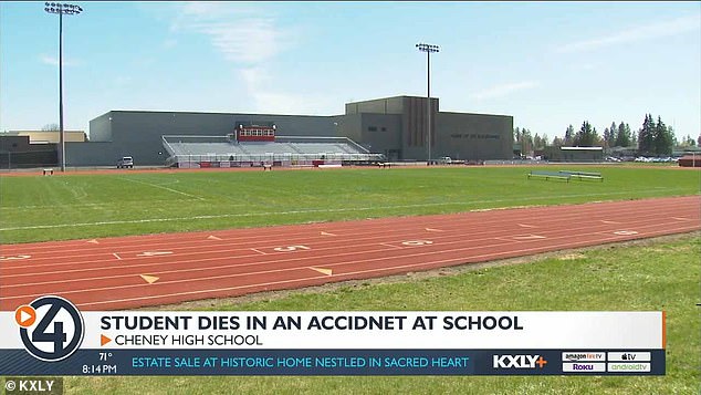 The football field at Cheney High School near Spokane. It remains unclear how exactly how the accident occurred