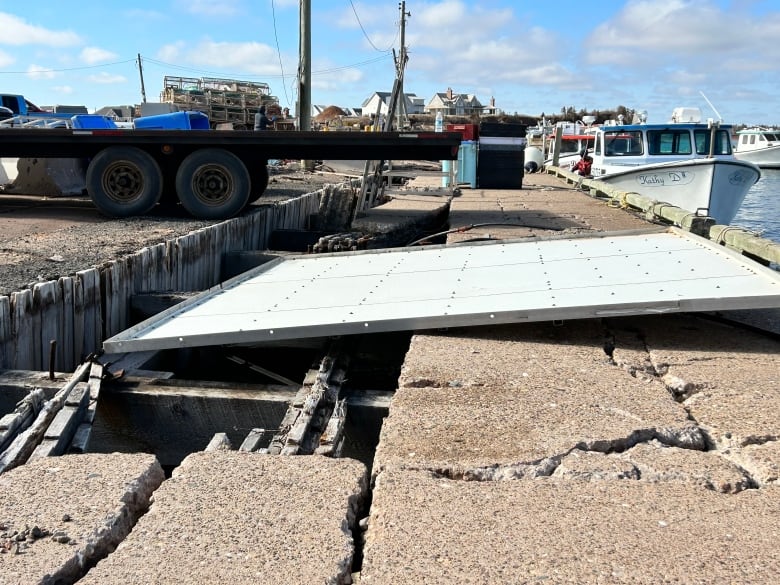 Damage at Covehead wharf.