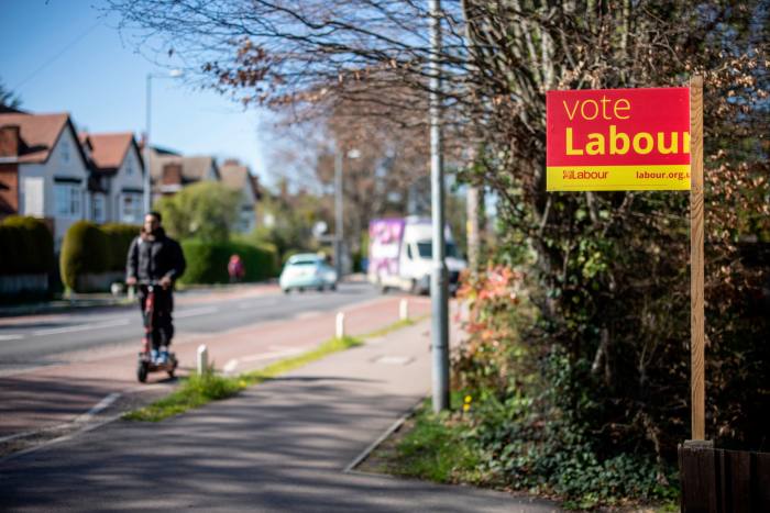 A ‘Vote Labour’ sign on a street in Cambridge