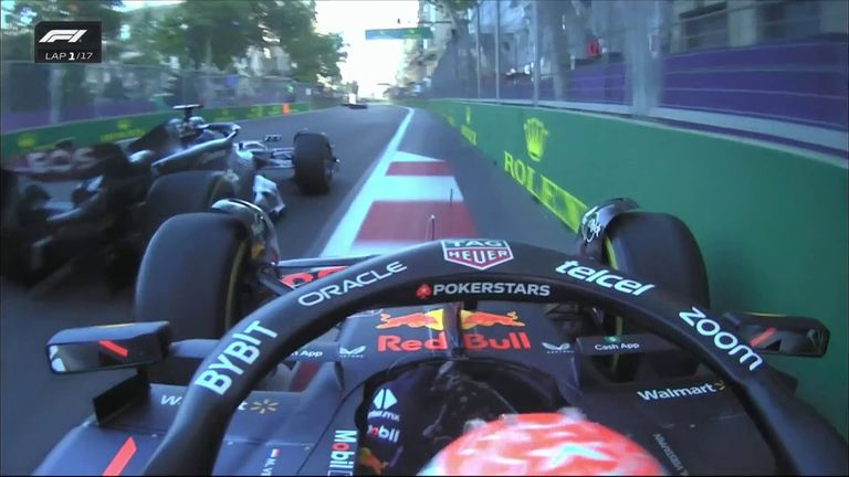 George Russell and Max Verstappen come together at the start of the Sprint, as the Mercedes driver moved up into third