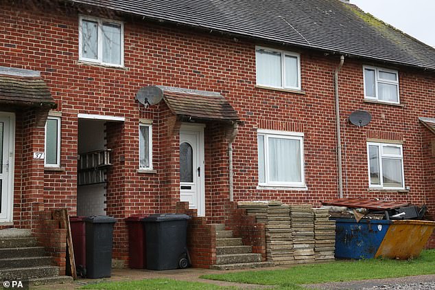 Mr Thompson's pals, however, said he now longs for his old life, missing the banter on the building site. Pictured: The couple's old three-bed terraced house in Selsey, West Sussex, before they moved to a £4.5 million home in Kent