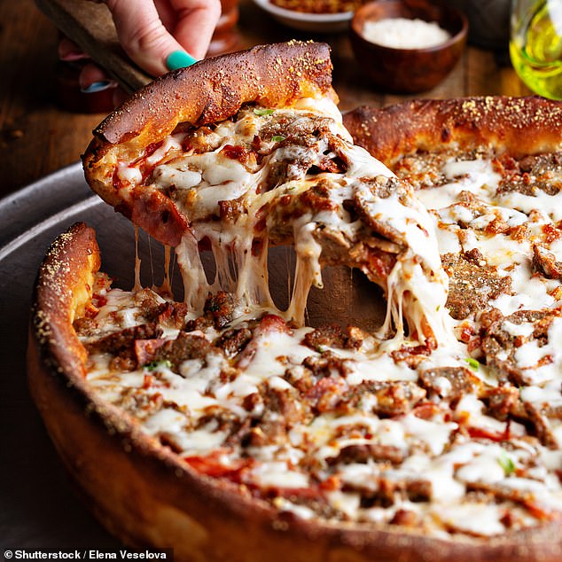 Dean Challenger, Prezzo's chief executive, said the firm was making 'tough decisions' amid 'some of the hardest times I have ever seen for the high street'. Pictured is a deep dish pizza