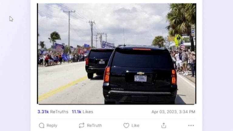 Watch: Trump posts video from his motorcade while en route to New York for his arraignment