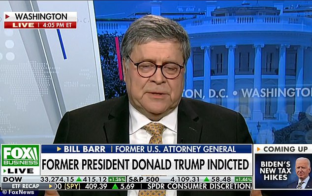 Bill Barr Trump indictment held together by chicken wire clams its legal theory as pathetically weak