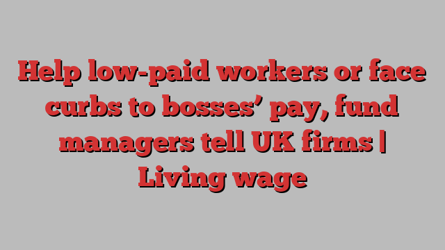 Help low-paid workers or face curbs to bosses’ pay, fund managers tell UK firms | Living wage