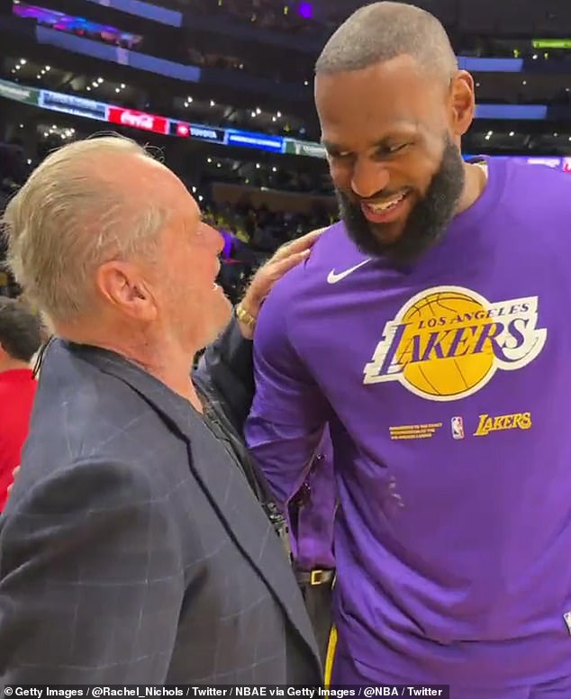 Hollywood recluse Jack Nicholson, 85, exchanges words and hug with LeBron James at LA Lakers game