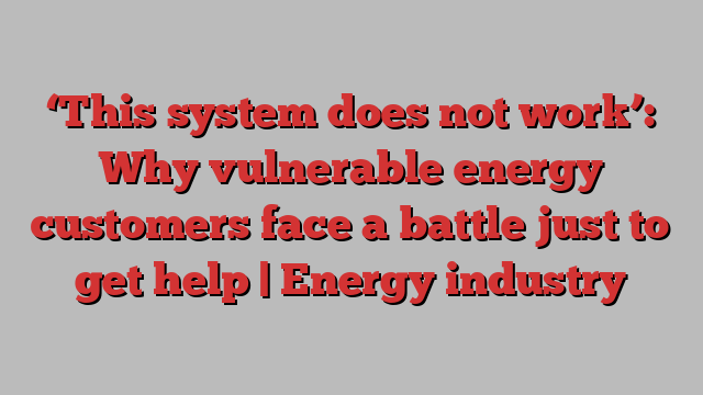 ‘This system does not work’: Why vulnerable energy customers face a battle just to get help | Energy industry