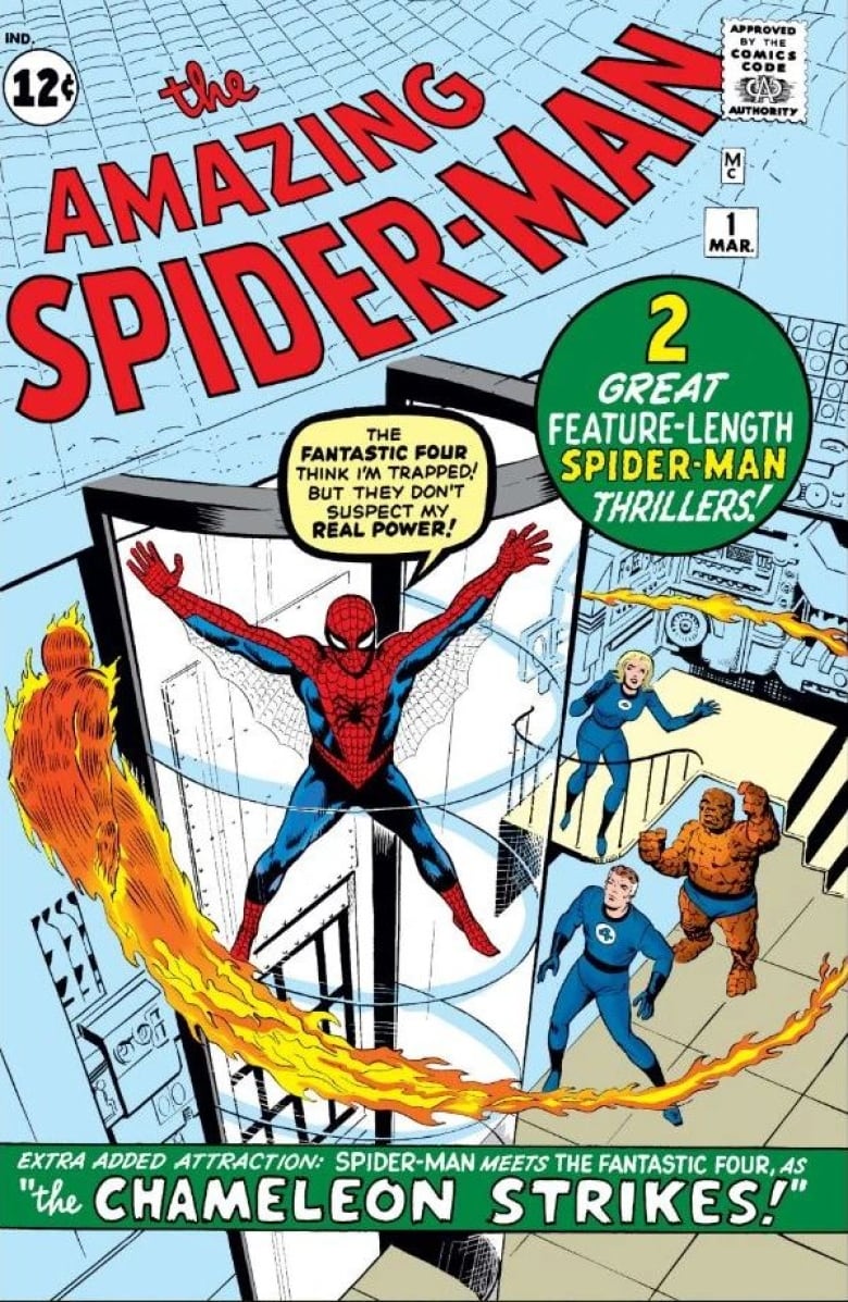 Illustration featuring Spider-Man and the Fantastic Four.