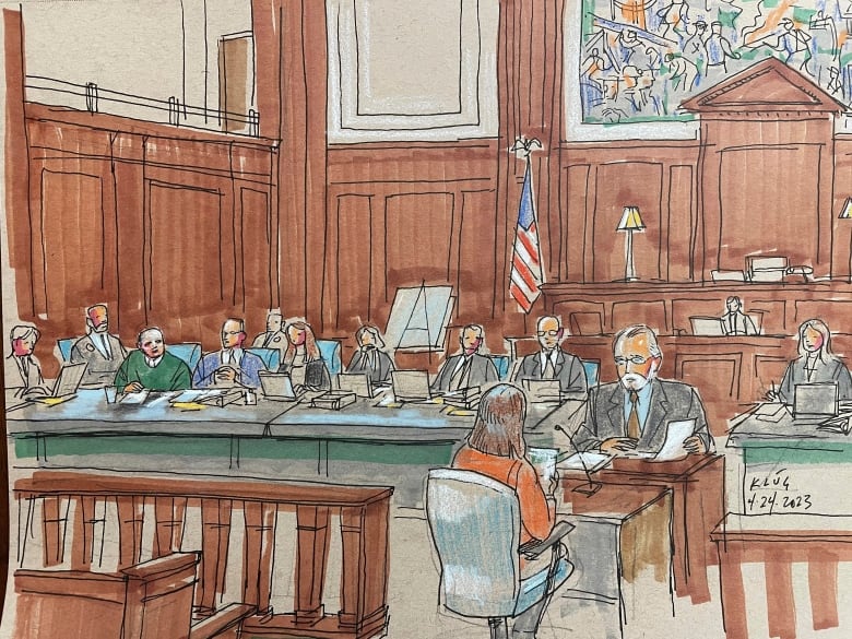 A courtroom sketch.