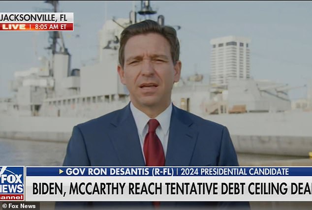 Florida Gov. Ron DeSantis said the nation was still 'careening towards bankruptcy' after a deal to suspend the debt limit and freeze spending at 2023 levels, with spending to rise 1 per cent the following year. He blasted the deal on Monday