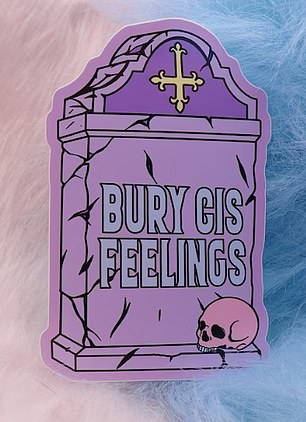 Other items that are for sale on the Abpralle Etsy store are more sinister. Stickers and badges which denigrate 'cis feelings' - the feelings of non transgender people - and Fox News are among them