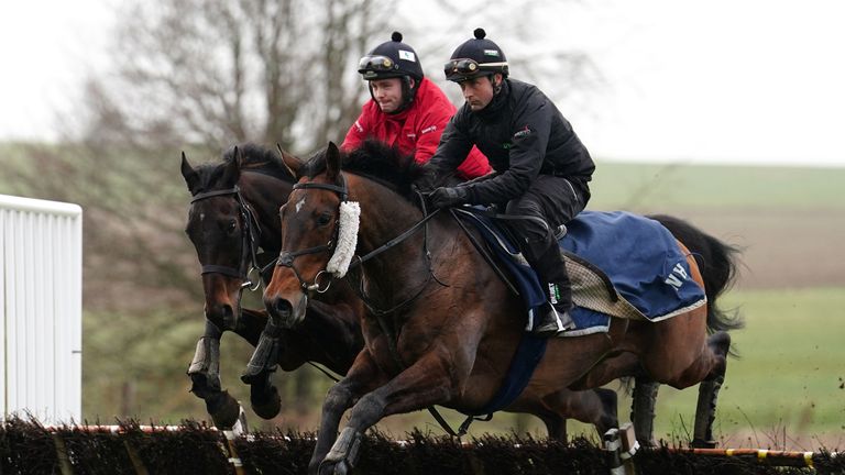 Swapped (near) during a schooling session at Nicky Henderson&#39;s Seven Barrows yard