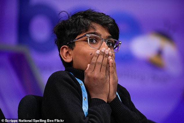 Dhruv Subramanian, 12, from San Ramon, California, can't contain his excitement