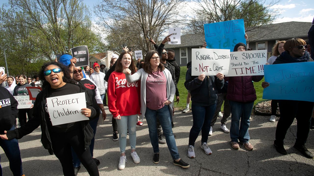 Protesters march Sunday in Kansas City.