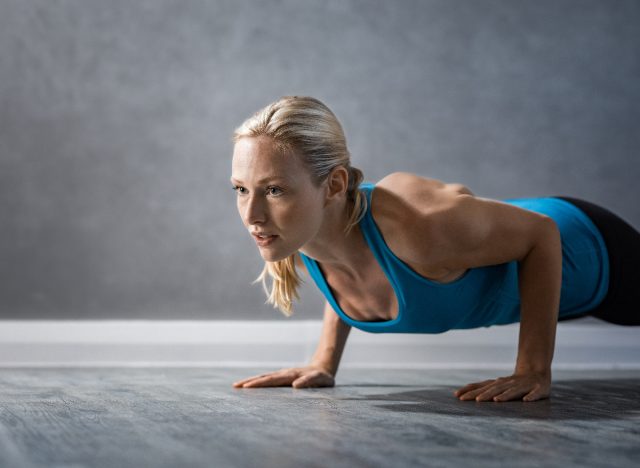 fit woman doing pushups