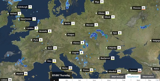 The pessimistic forecasts continue through until next Thursday