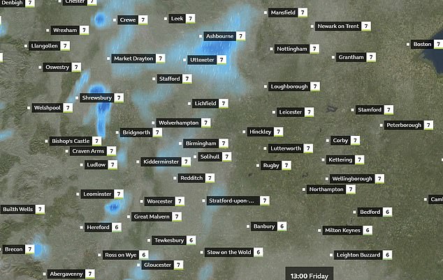 Sevens above: The forecast in the UK was no more accurate with chilly temperatures predicted