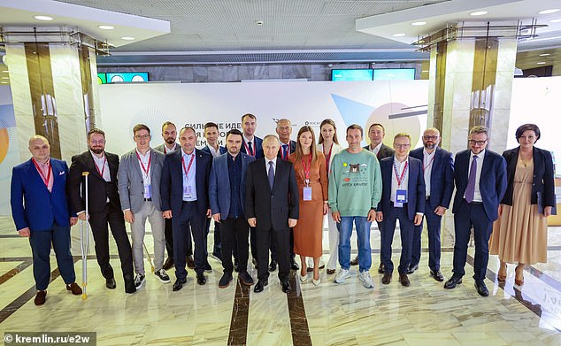 Vladimir Putin on 29 June 2023 during visit to the World Trade Centre in Moscow, Russia