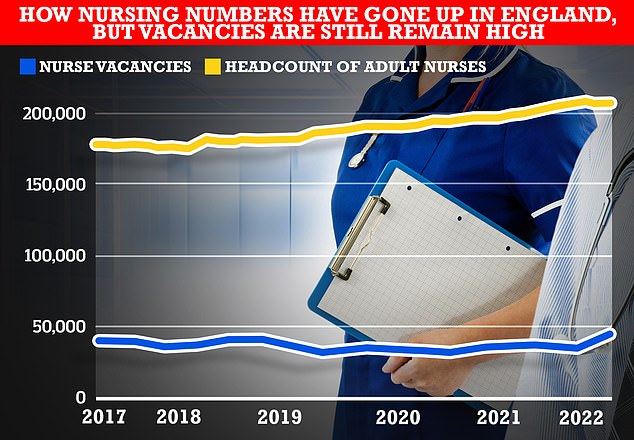 While the headcount of full-time-equivalent adult nurses, who account for most nurses in the NHS in England, has gone up the number of total nursing vacancies has remained stubbornly high, official figures show. This has left the NHS essential treading water in terms of addressing staffing shortages