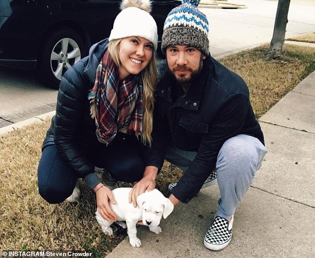 Hilary filed for divorce in December 2021. They are pictured here with one of their dogs