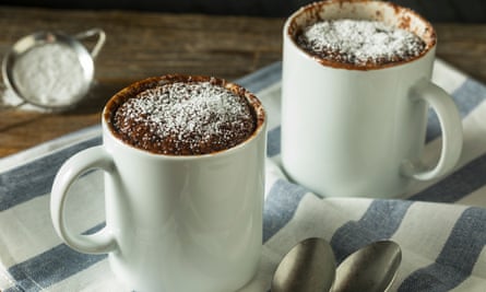 Homemade microwave chocolate mug brownies.