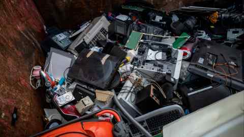 An electrical appliances bin at a household waste centre