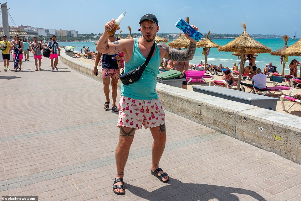 One man goes crazy on his own with a cold bear and what appears to be a multipack of tissues