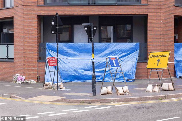 Gurveer Bhandal, 18, was last night charged with murder and the possession of a bladed article, according to West Midlands Police. Pictured: The scene on Bradford Street, Digbeth