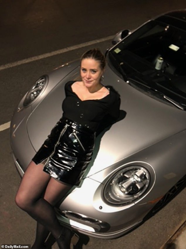 Hunter's daughter Naomi – now 29 – is pictured posing on the hood of her dad's silver Porsche