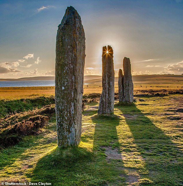 The Ring of Brodgar, a Neolithic henge and stone circle, on the mainland of the Orkney Islands