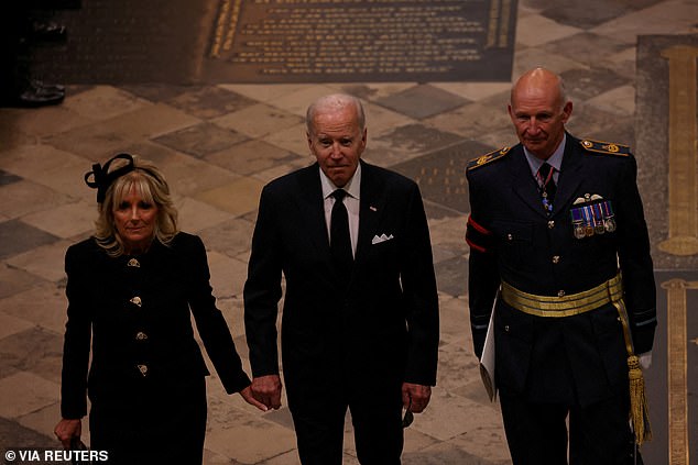 He attended the funeral of Elizabeth II last year (above) and met Charles at the Cop26 environmental conference (below)