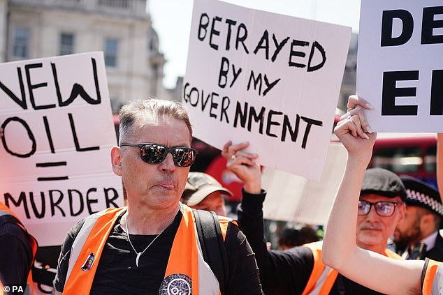 Mr Vince joined Just Stop Oill activists during a protest by the environmental campaigners in central London last month