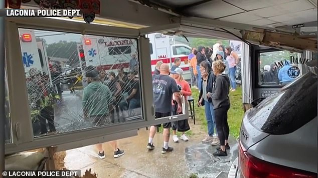 The driver, who was unnamed, apparently did not see the oncoming SUV, and collided with the southbound car - sending it careening into the Looney Bin