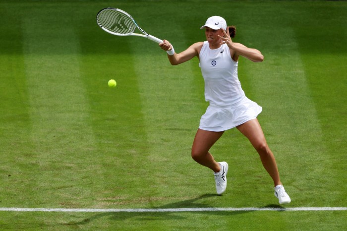 Iga Świątek against Croatia’s Jana Fett in the first round of last year’s Championships