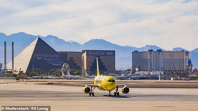 'That's one way to end a vacation — as a MILLIONAIRE!' Harry Reid International Airport (pictured) wrote