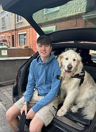 Tragic deaths: 18-year-old school pupil Andrew O'Donnell, pictured with the family dog