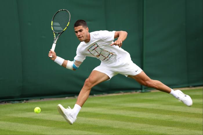 Carlos Alcaraz in a practice session ahead of last year’s Championships