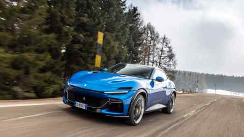 The new Ferrari Purosangue being test-driven in the Dolomites