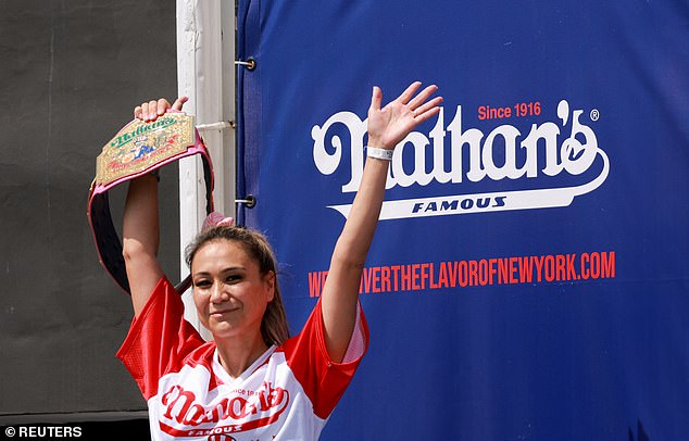 Legendary competitive eater Miki Sudo, 38, romped to victory as she captured her ninth title