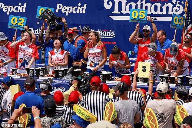 Sudo roared ahead of the field as she ate 39.5 hot dogs in 10 minutes