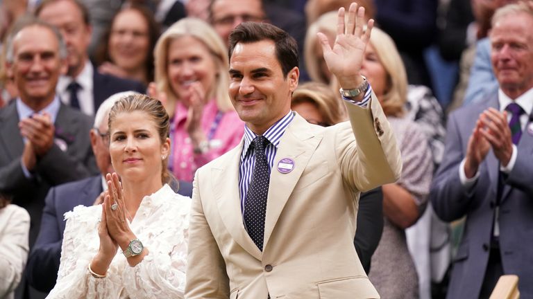 Roger Federer and his wife Mirka (left) in the royal box on day two of the 2023 Wimbledon Championships at the All England Lawn Tennis and Croquet Club in Wimbledon. Picture date: Tuesday July 4, 2023.