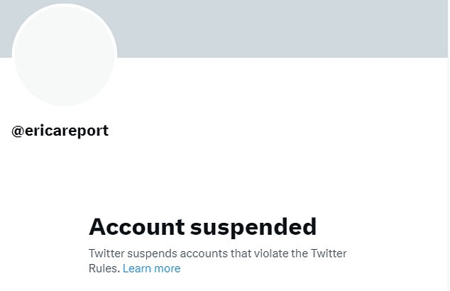 The account was suspended on Sunday after questions were raised. Twitter is yet to explain the decision