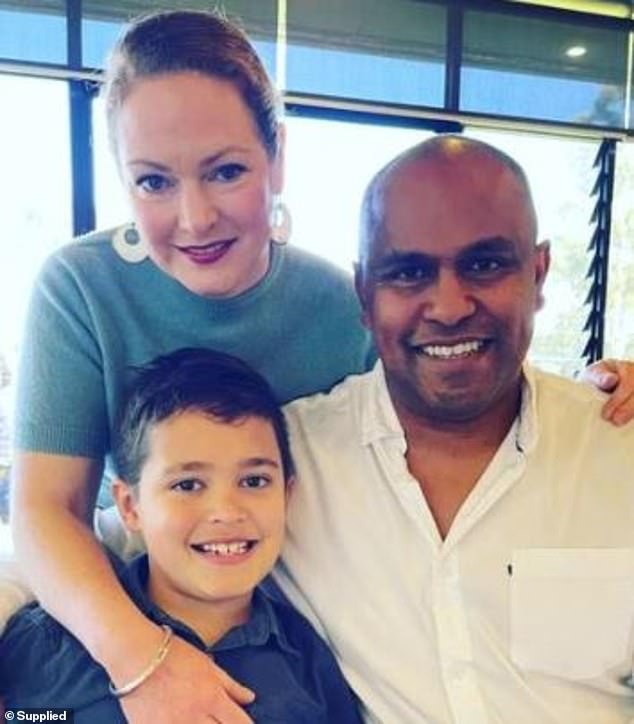 The Melbourne businessman was rushed to hospital along with his son and wife Emma (pictured) and underwent emergency brain surgery on the island