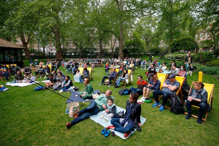 Portman Square, a leafy private garden, open during the championships for tennis viewing