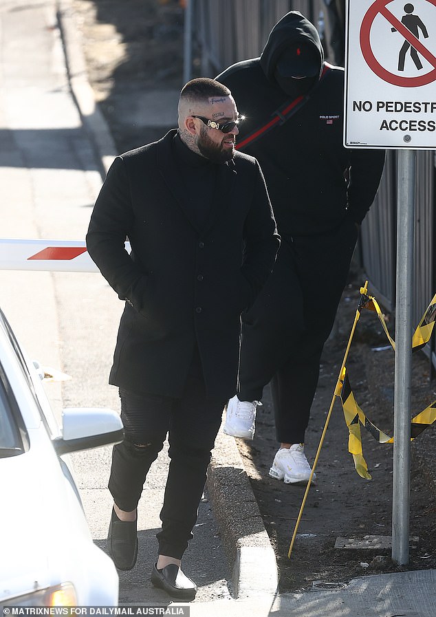 Jesse Vella (pictured front) attended the funeral with other Comanchero members, having patched over from the Rebels last year