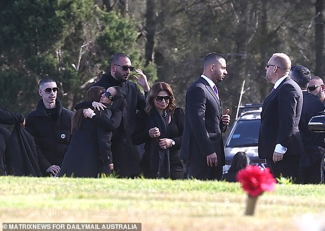 The raids come as security at Moradian's funeral (pictured) warned the media to stay away on Wednesday alerting them they could be assaulted by his associates mourning his death